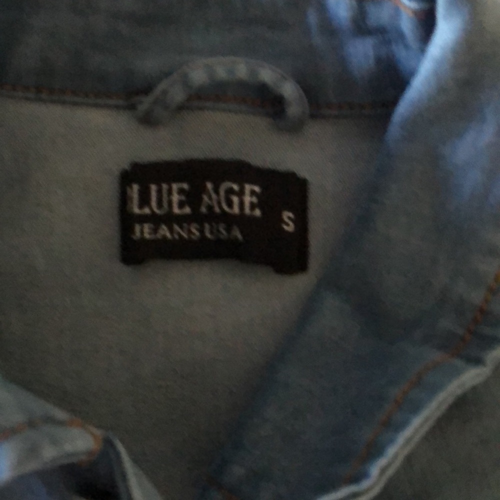 Women’s blue age button Jean stretchy jacket - Picture 7 of 16